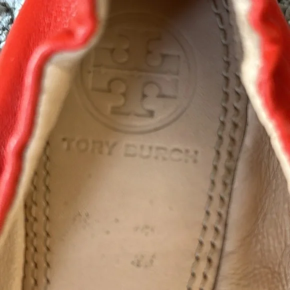 Tory Burch York Orange Leather Ballet Flats 8M - Picture 9 of 11